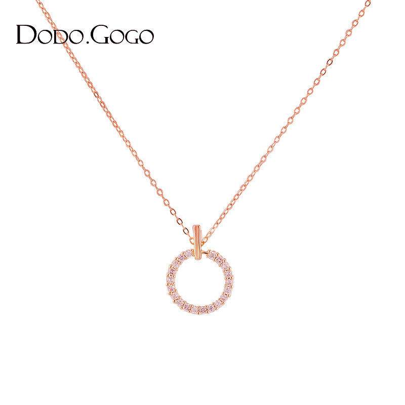 Light Luxury Rose Gold Circle Necklace