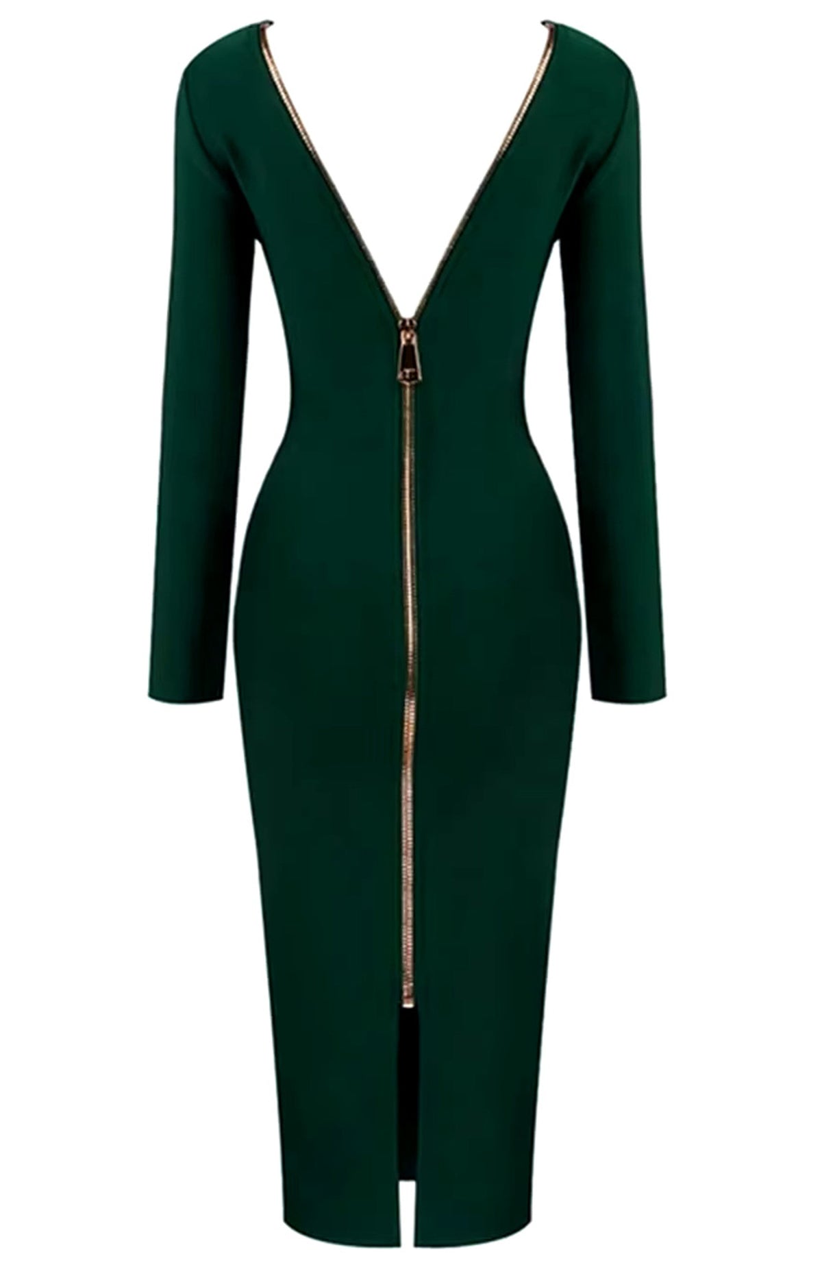 Grey Plunge Reversible Bandage Midi Dress In Green