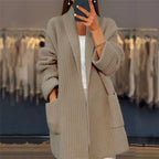 Maya | Open-Front Shawl-Neck Knit Cardigan