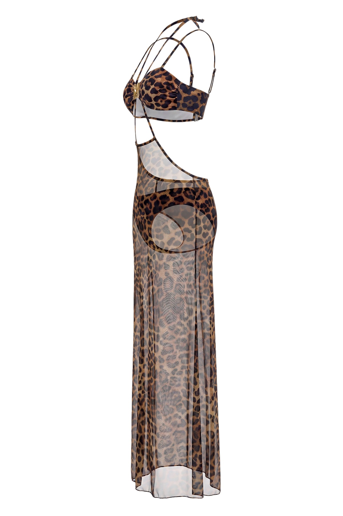 Leopard Print  Metal Decorations Tie-Up Bikini Three Piece Set