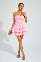 Marceau Ruffle Mini Dress In Pink