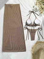 Halter Starfish Pendant Three-Piece Bikini Set