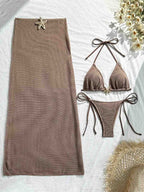 Halter Starfish Pendant Three-Piece Bikini Set