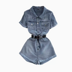 Vintage Lapeled Denim Romper
