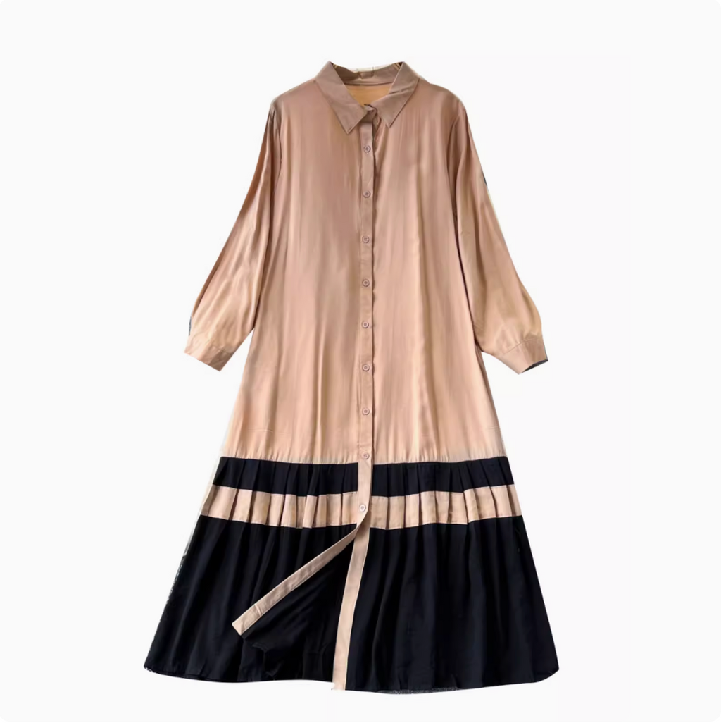 Color Blocking Oversized Shirt Dress
