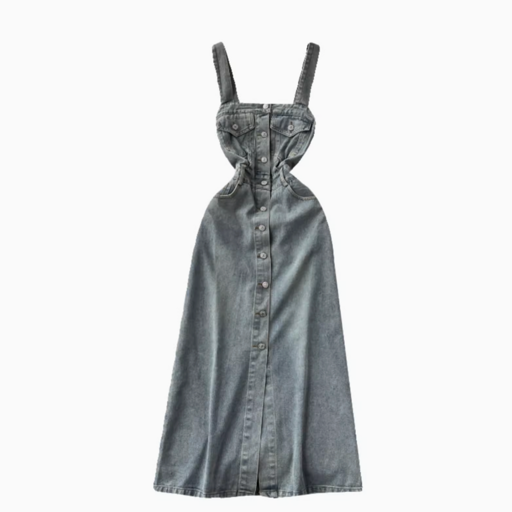 Vintage Distressed Denim Slip Dress
