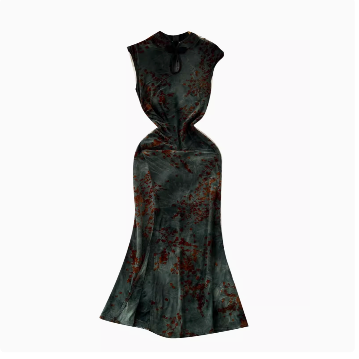 Vintage Tie-dye Floral Hollowed Cheongsam