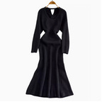 V-neck Knotted Knitted Fishtail Dress