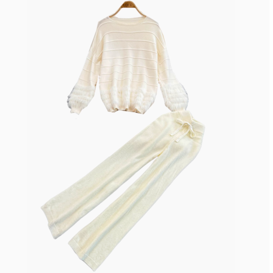 Sweater&Trousers White Sportswear 2Pcs