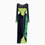 Chic Colorful Printed Mesh Dress