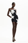 Embroidered Sequin Strapless Mini Dress