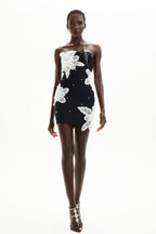 Embroidered Sequin Strapless Mini Dress