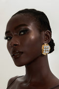 Round Faux Diamond Metal Earrings