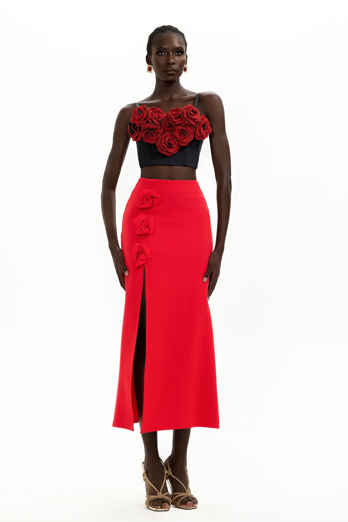 3D Flower Sweetheart Neck Slip Mini Top