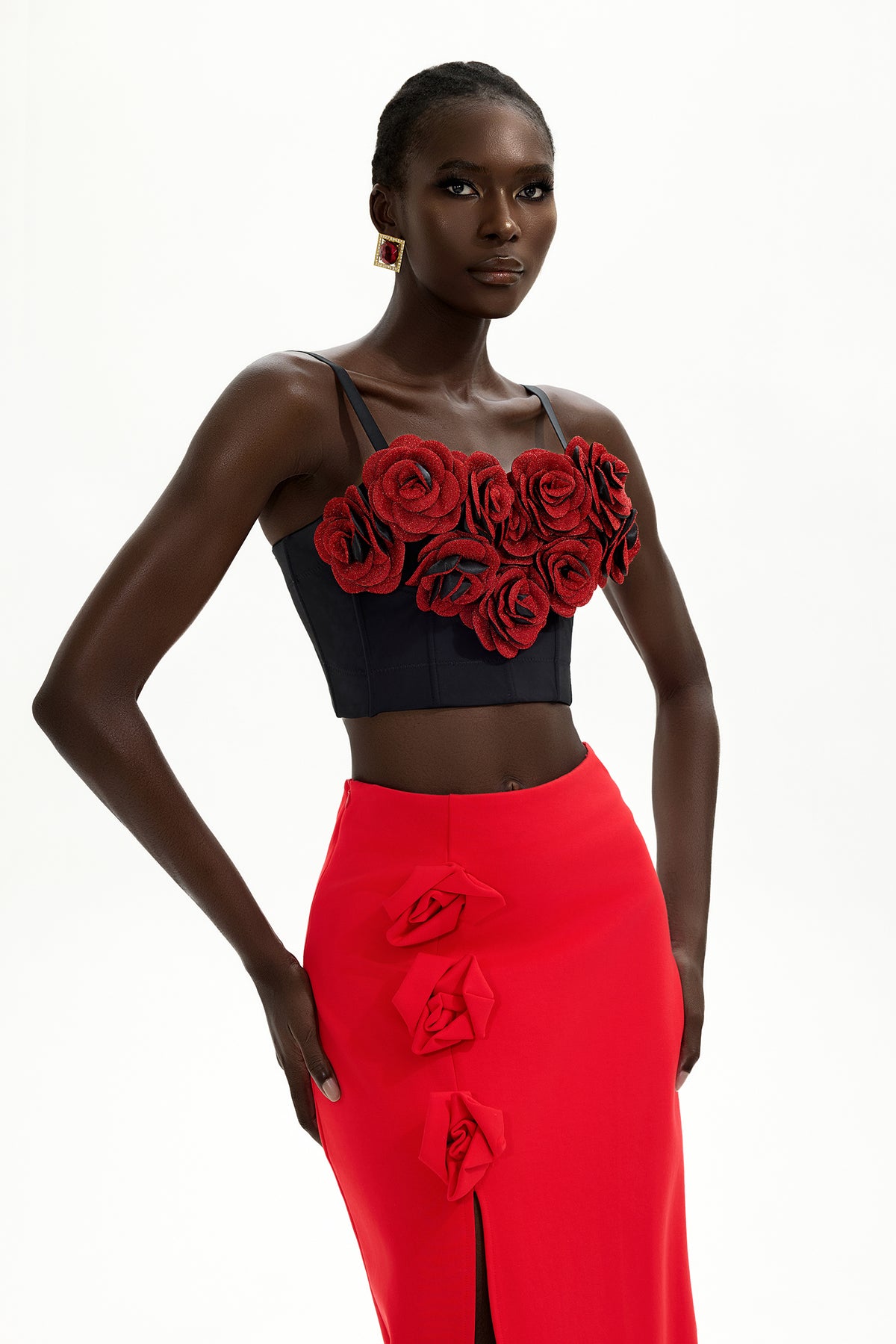3D Flower Sweetheart Neck Slip Mini Top