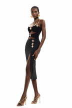 Knit Cut-Out Split Midi Dress