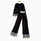 Sweater&Trousers Color-blocking Embroidered 2Pcs