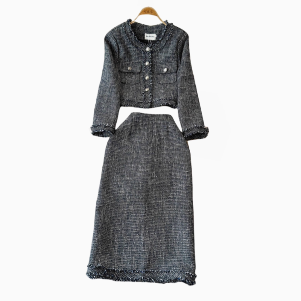 Blazer&Half-body Skirt Tweed 2Pcs