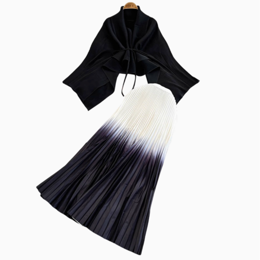 Thickened Cardigan&Gradient Skirt 2Pcs