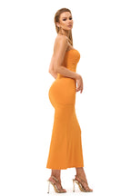 Solid Ruched Strapless Midi Dress