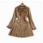 Faux Two-pieces Khaki Pleated Dress