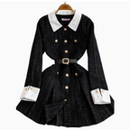 Color Blocking Tweed Shirt Dress