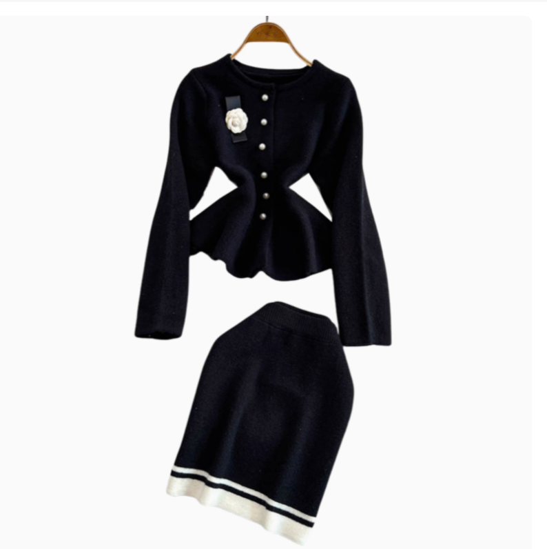 Camellia Cardigan&Skirt Knitted 2PCS
