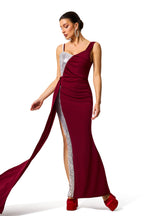Sequin Asymmetrical Neck Split Maxi Dress
