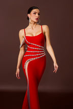 Rhinestone Sleeveless Splicing Maxi Dress