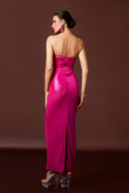 Rhinestone Cut-Out Strapless Midi Dress