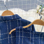 Tweed Plaid Blazer&Skirt 2Pcs