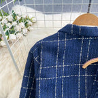 Tweed Plaid Blazer&Skirt 2Pcs