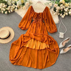 Chic Puffy-sleeve Chiffon Dress