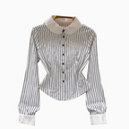Chic Waist-slimming Stripe Shirt