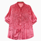 Premium Hollowed Embroidery Lace Shirt
