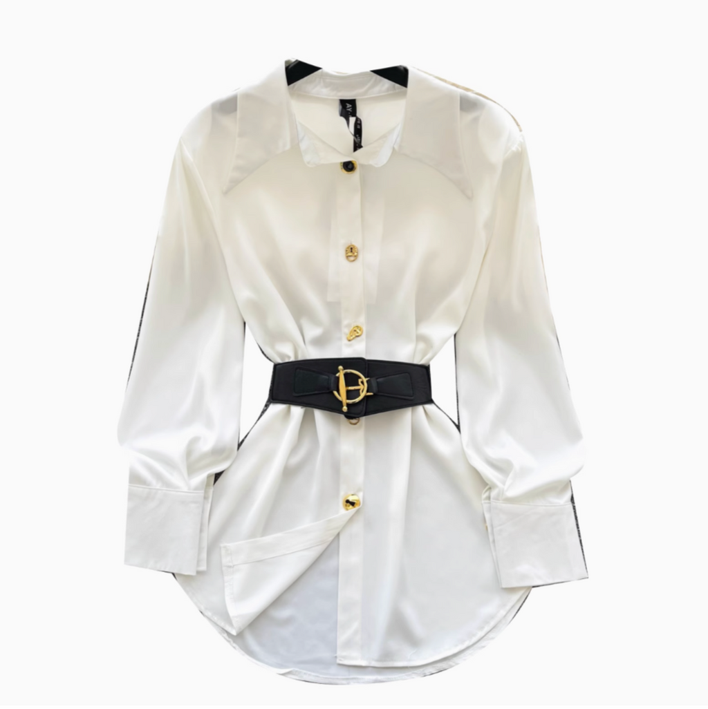 Casual Single-breasted Shirt with Belt