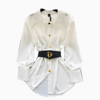 Casual Single-breasted Shirt with Belt