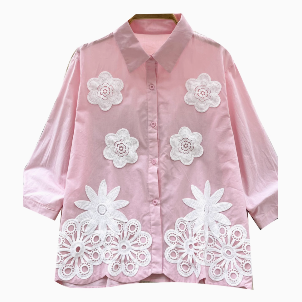 Sweetie 3D Flower Embroidered Shirt