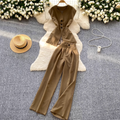 Suit Vest & Wide-leg Trousers 2Pcs