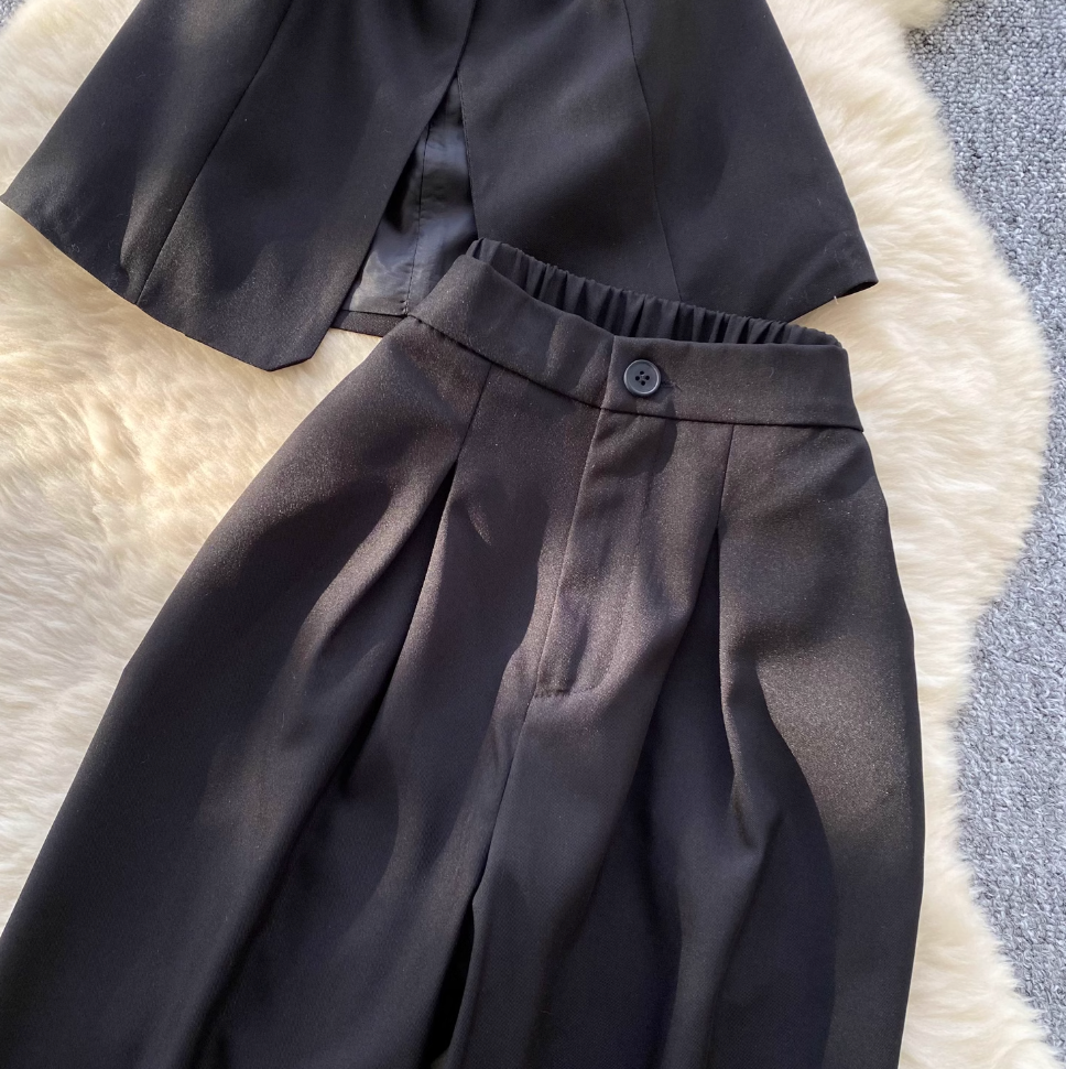 Suit Vest & Wide-leg Trousers 2Pcs