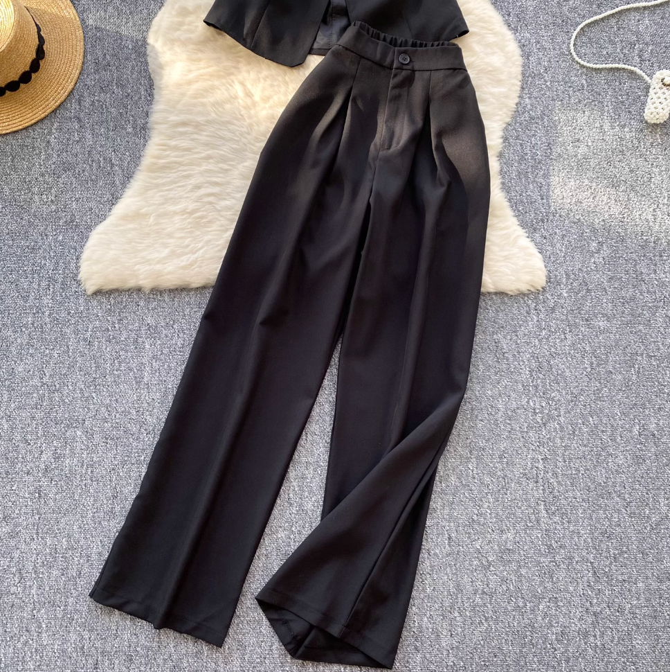 Suit Vest & Wide-leg Trousers 2Pcs