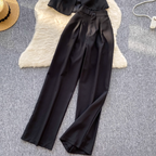 Suit Vest & Wide-leg Trousers 2Pcs