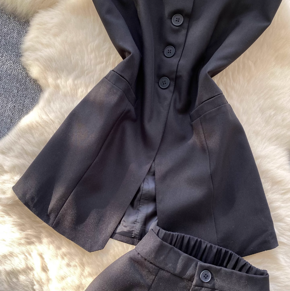 Suit Vest & Wide-leg Trousers 2Pcs