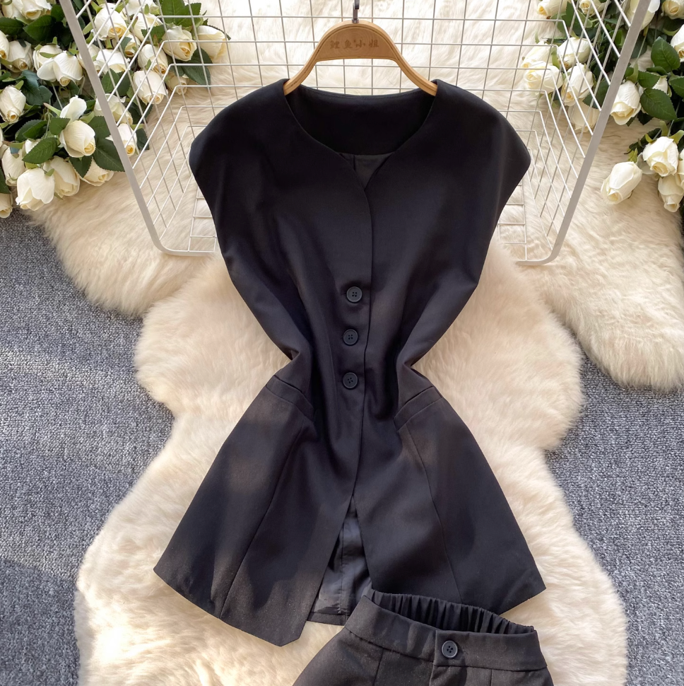 Suit Vest & Wide-leg Trousers 2Pcs