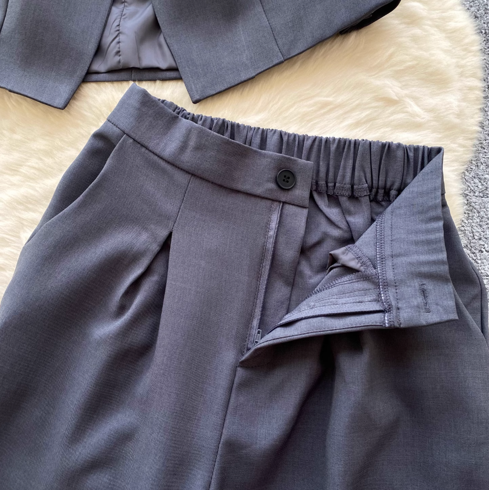 Suit Vest & Wide-leg Trousers 2Pcs