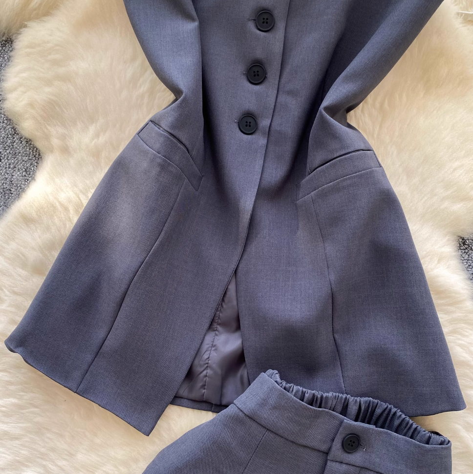 Suit Vest & Wide-leg Trousers 2Pcs