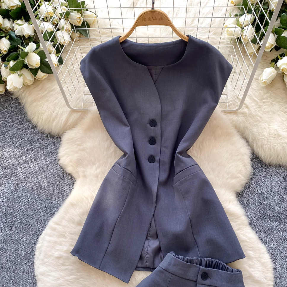 Suit Vest & Wide-leg Trousers 2Pcs