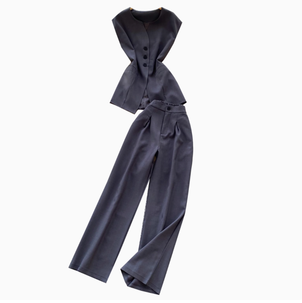 Suit Vest & Wide-leg Trousers 2Pcs