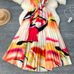 Vintage Tie-dye Printed Sleeveless Dress