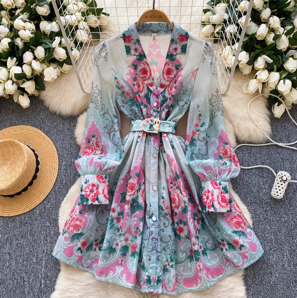 Vintage Purple Floral A-line Dress
